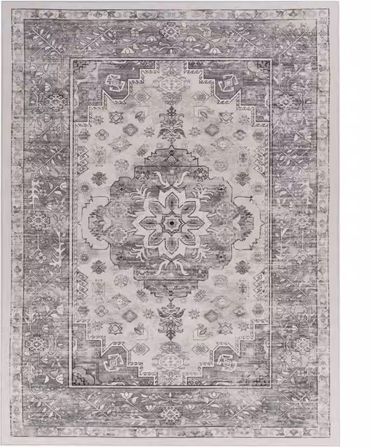 Alfombra lavable Sami de estilo oriental y clásico en color gris, rectangular, de poliéster. An/P/Al: 160 x 220 cm