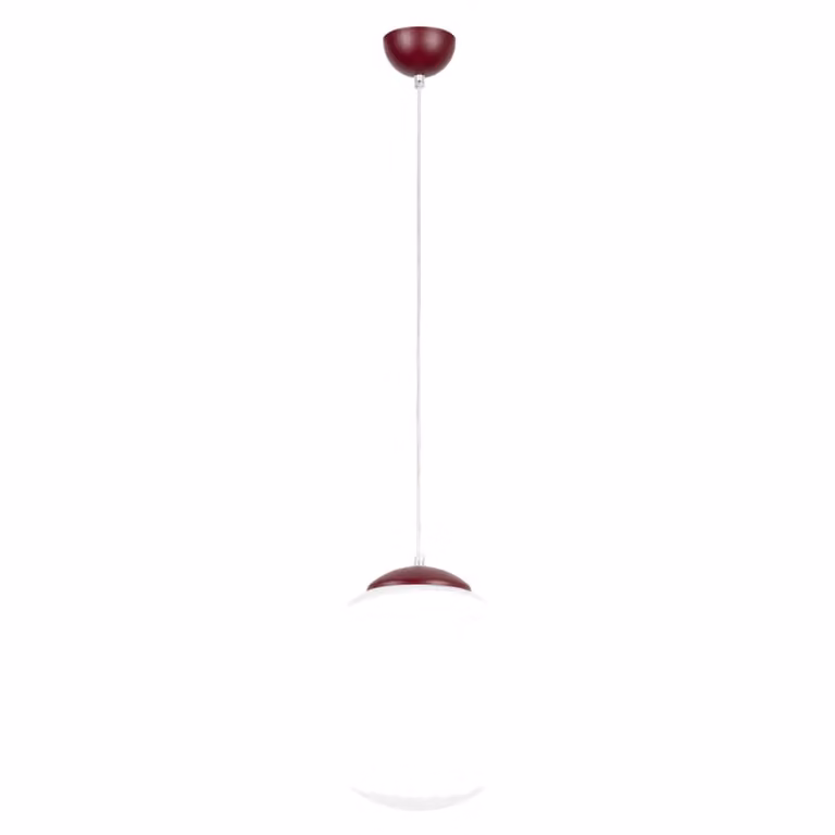 Lámpara colgante minimalista Sollux Lighting en color rojo y plata de vidrio y acero, Altura: 120 cm