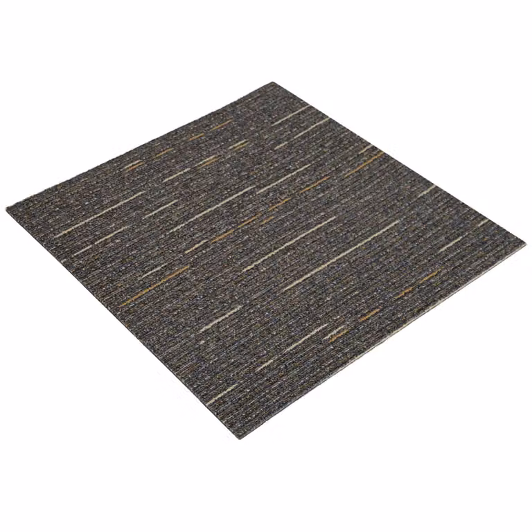 Set de 4 azulejos de alfombra vidaXL con diseño de rayas moderno en color marrón claro, fabricados en polipropileno con pelo en bucle, An/P: 50 x 50 cm
