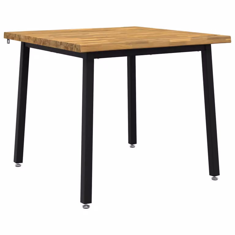 Mesa cuadrada moderna de madera de acacia sólida vidaXL en blanco y negro An/P/Al: 90 x 90 x 75 cm