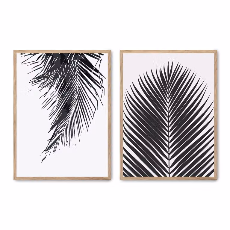 Set de 2 pósteres abstractos de ilustración de Poster Lab, diseño minimalista multicolor con marco de madera, 30 x 40 cm