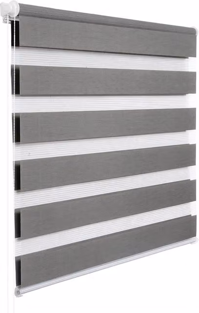 Persiana enrollable doble oscurecedora Woltu para interiores, sin perforaciones, color gris, An/P/Al: 85 x 150 cm