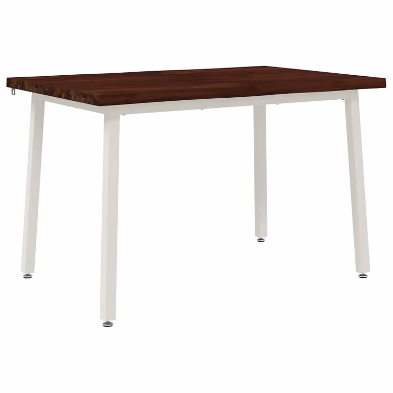 Mesa de comedor moderna vidaXL de madera de acacia con borde natural y patas de metal, An/P/Al: 110 x 55 x 75 cm