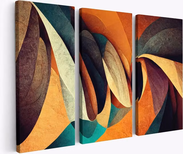 Cuadro tríptico abstracto Lumaléa multicolor de lienzo y madera An/P/Al: 150 x 100 x 5 cm