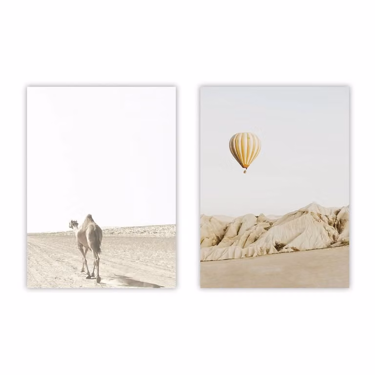 Set de 2 posters abstractos minimalistas de Poster Lab en colores beige y multicolor, An/An: 30 x 40 cm