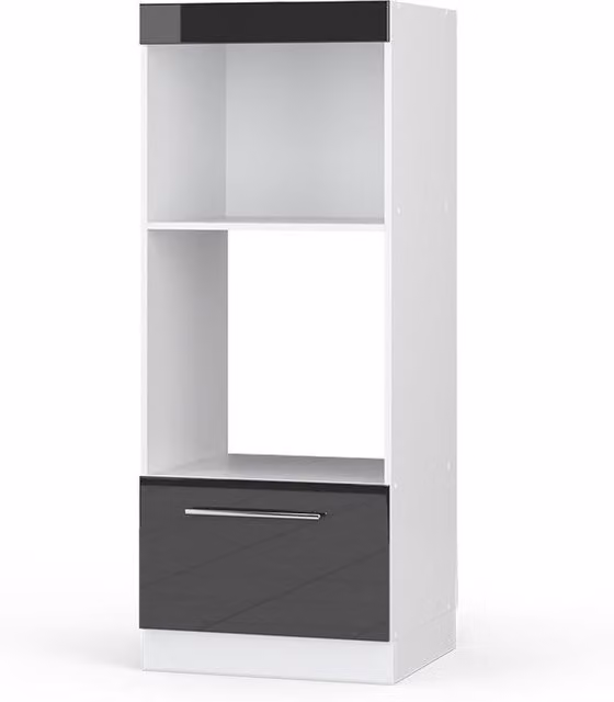 Armario para microondas Vicco Fame-Line en acabado antracita alto brillo con estante abierto An/P/Al: 60 x 40,5 x 58,1 cm