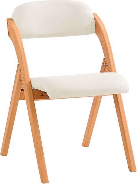 Silla plegable de madera Sobuy con asiento y respaldo tapizados en blanco para cocina u oficina An/P/Al: 59 x 47.5 x 77 cm