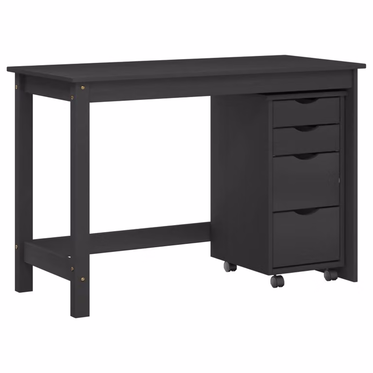 vidaXL Juego de Escritorio y Armario Rodante MOSS de 2 piezas en color Negro y madera de pino