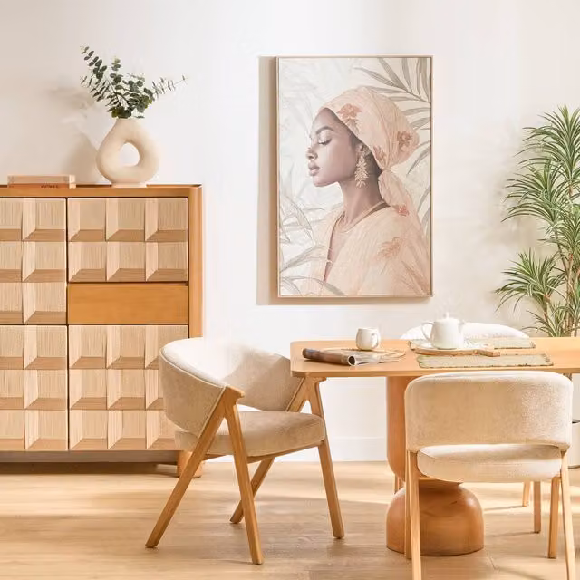 Lienzo rectangular Valérie de Atmosphera Créateur d'intérieur, diseño abstracto multicolor y beige, An/P/Al: 75 x 116 cm