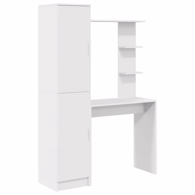 Set de 2 escritorios modernos vidaXL con estante de almacenamiento y puerta en madera para oficina en casa An/P/Al: 168 x 113,5 x 39 cm
