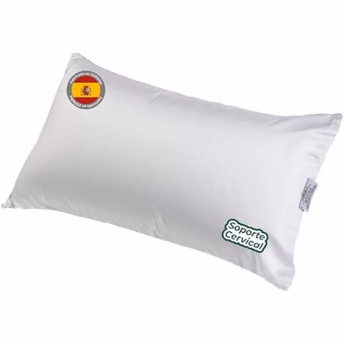 Almohada Aznar de Fibra Cardada Extra Firme y Extra Alta con Soporte Cervical Ergonómico, Funda Lavable y Transpirable, 70 cm