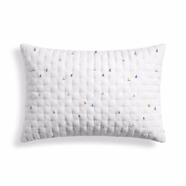 Funda de almohada reversible de microfibra con diseño gráfico náutico multicolor y blanco, color terracota, An/P/Al: 50 x 80 cm