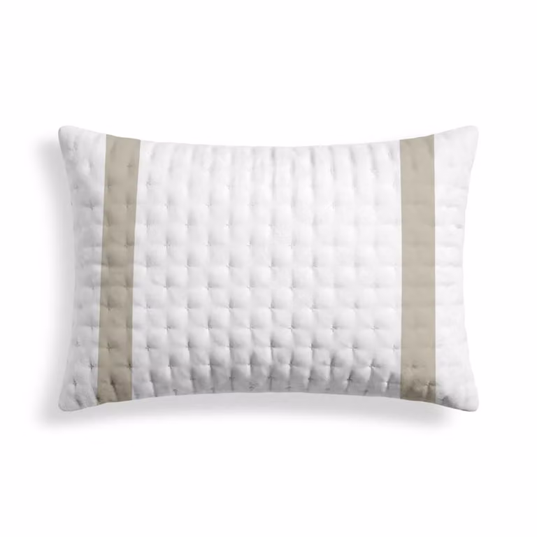 Funda de almohada acolchada reversible con diseño de rayas en colores beige y blanco, An/P: 50 x 80 cm