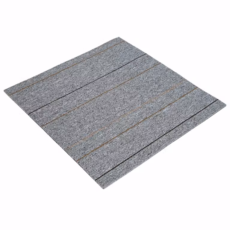 Set de 36 azulejos de alfombra vidaXL modernos con rayas en gris claro, fabricados en polipropileno, An/P: 50 x 50 cm