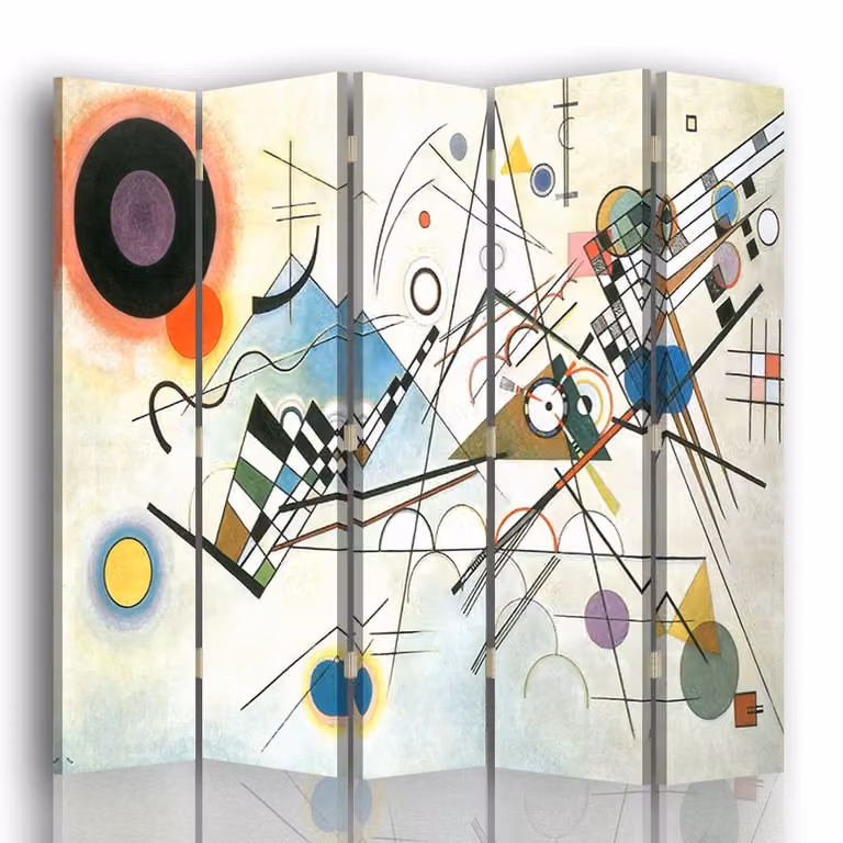 Biombo de 5 paneles con diseño abstracto Composición VIII de Wassily Kandinsky de Legendarte, multicolor, An/Al: 180 x 170 cm