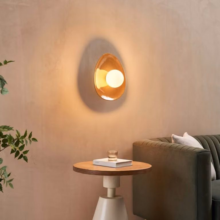 Aplique de pared moderno Florélys en cerámica y vidrio verde y blanco de 28 cm