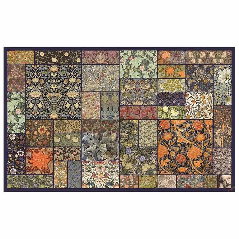 Cuadro de lienzo William Morris con diseño floral de Maria Rita Minelli, multicolor, An/Al: 80 x 120 cm