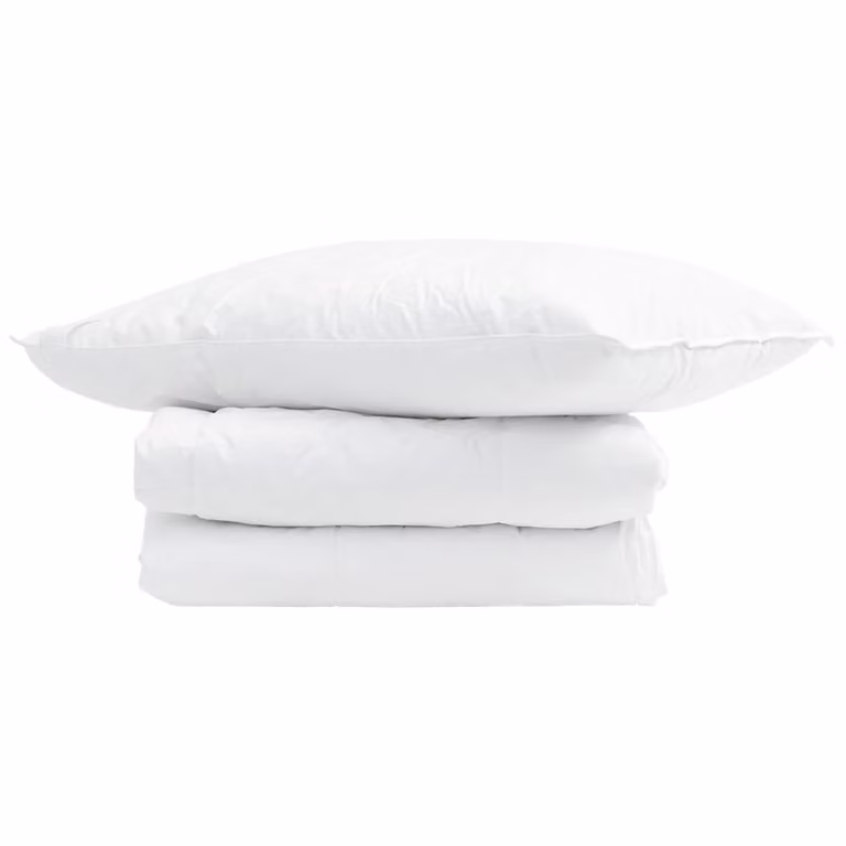 Set de 2 piezas vidaXL de edredón de verano y almohada de plumas de pato blancas, An/P/Al: 155 x 220 cm