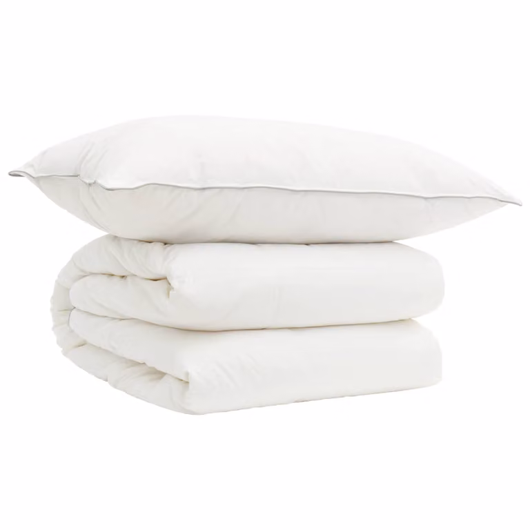 Juego de edredón y almohada vidaXL de 2 piezas en color blanco, ideal para todas las estaciones, con relleno de lana y microfibra, An: 137 cm, Al: 200 cm