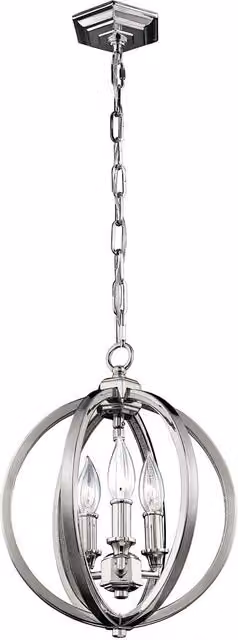 Lámpara colgante Corinne de Feiss con 3 luces en color plata y acabado níquel pulido para E14