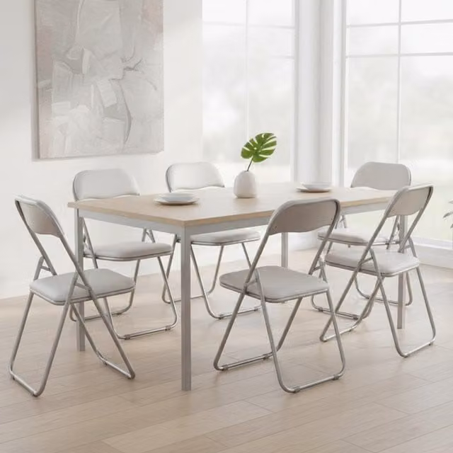 Set de 6 sillas plegables acolchadas Iquitos de DMORA en color blanco y gris para comedor