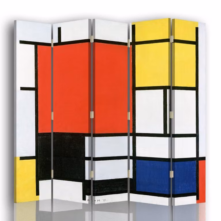 Biombo decorativo Legendarte con diseño abstracto Composición con plano rojo de Piet Mondrian de 180 x 180 cm