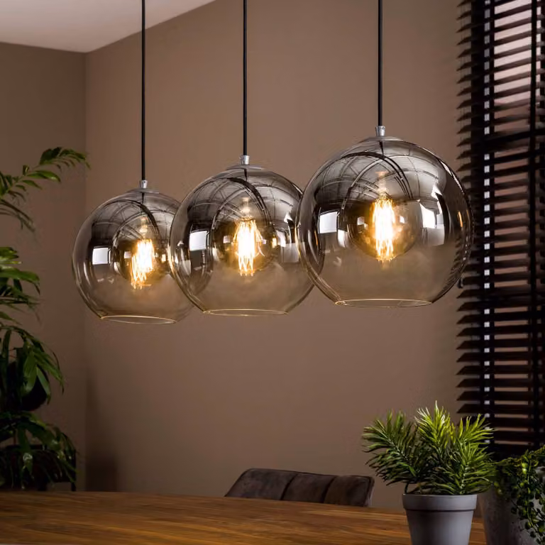 Lámpara colgante de cristal Allessandra ZIJLSTRA, diseño moderno de aluminio y vidrio en color gris y transparente, atenuable, ideal para tu salón o comedor