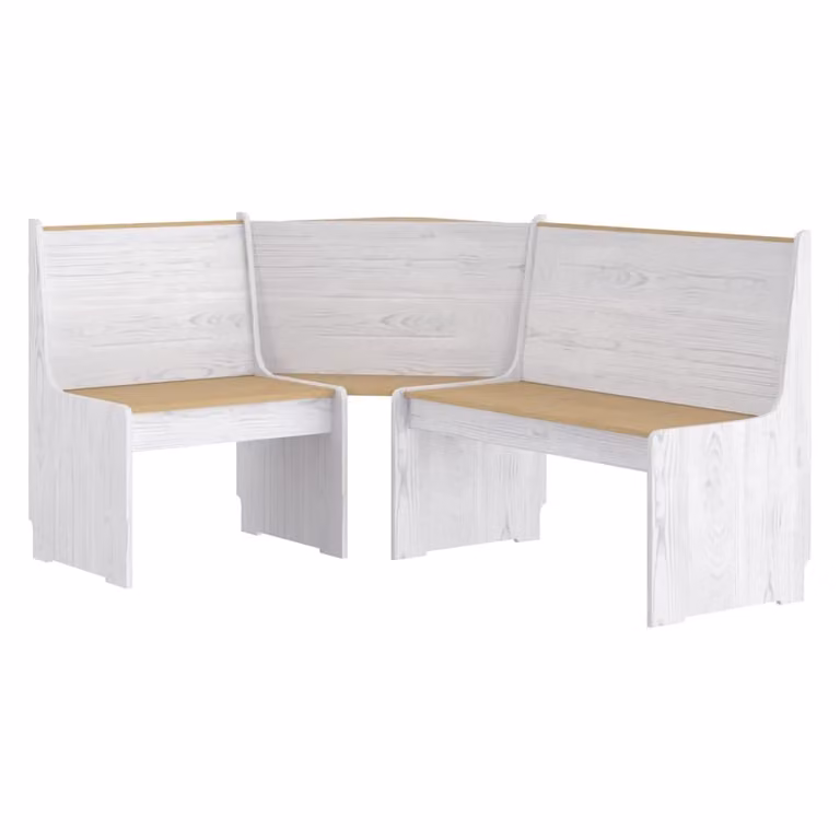 vidaXL Banco de esquina REINE de madera maciza de pino en marrón y blanco