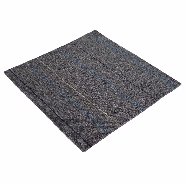 Set de 4 azulejos de alfombra modernos vidaXL con rayas en color gris, de polipropileno, An/P: 50 x 50 cm