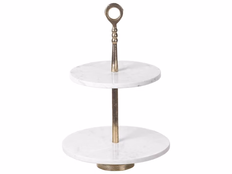 Soporte redondo para tartas de mármol blanco y metal Beliani