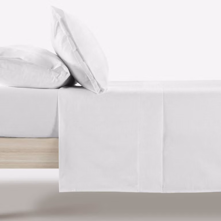 Juego de sábana bajera Manterol de lino y algodón blanco para cama de 180 cm