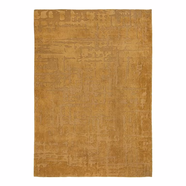 Alfombra lavable Louis de Poortere Baobab de diseño abstracto en color amarillo y dorado para interior o exterior, An: 80 cm, Al: 150 cm