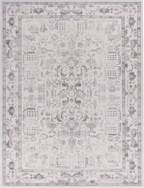 Alfombra lavable Sami de estilo oriental y clásico en color plata, An: 200 cm, Al: 280 cm