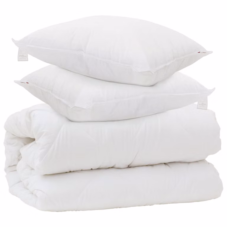 Set de 3 piezas de edredón y almohadas vidaXL en color blanco, confeccionado en microfibra y fibra de bambú para invierno