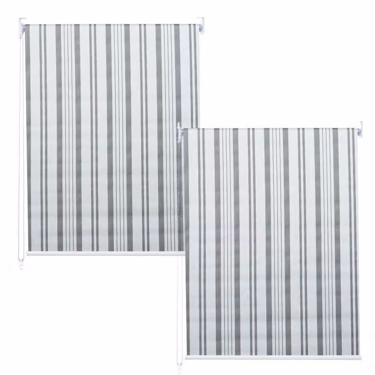 Juego de 2 estores enrollables Mendler opacos y térmicos, color gris y blanco, An/P/Al: 120 x 230 cm