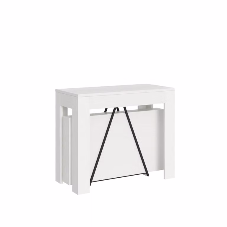 Consola extensible Itamoby en efecto madera fresno y blanco para salón o comedor