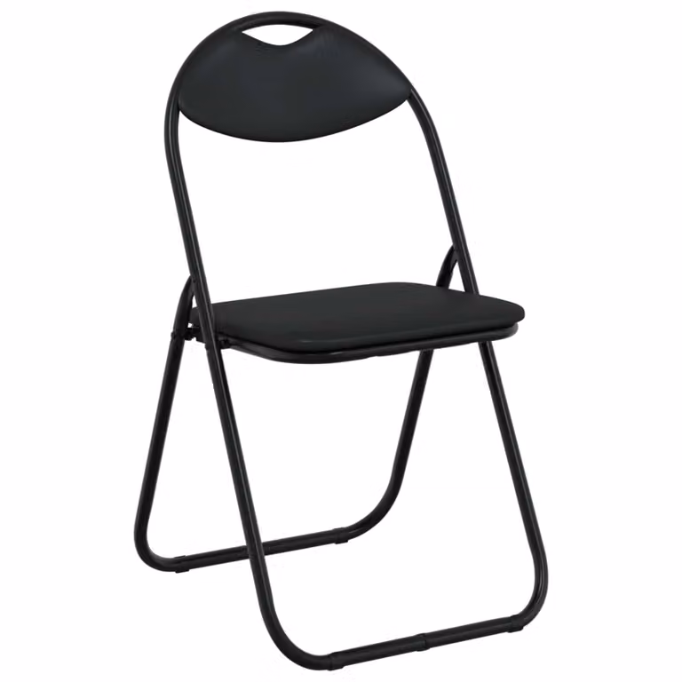Set de 8 sillas plegables vidaXL en cuero sintético negro, An/P/Al: 48 x 43,5 x 81 cm