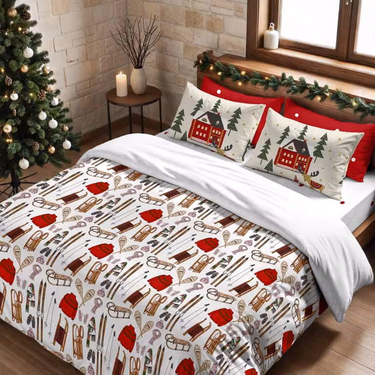 Funda nórdica de Navidad multicolor en poliéster An/P/Al: 240 x 220 cm