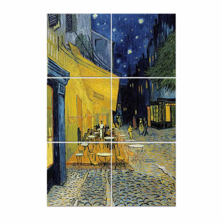 Panel decorativo Legendarte reproducción de pintura Vincent Van Gogh En la terraza multicolor An/P/Al: 150 x 100 cm