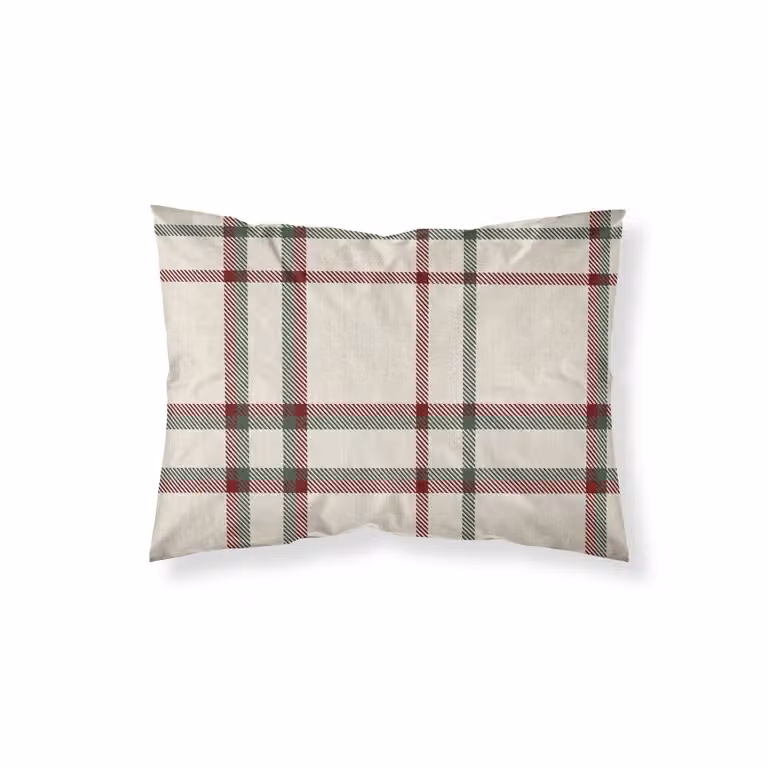 Funda de almohada Muare Home de poliéster con diseño de cuadros multicolor y beige, 80x80 cm