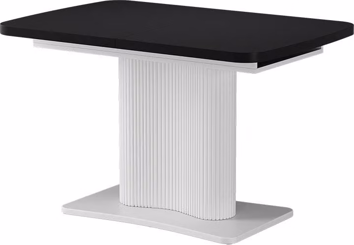 Mesa de comedor extensible Vicco Fenaro en blanco y negro con hoja de mariposa y columna central An/P/Al: 120 x 80 x 76 cm