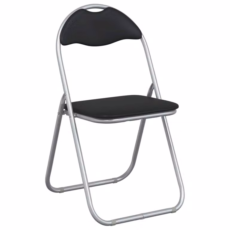 Set de 8 sillas plegables vidaXL en cuero sintético negro y gris para comedor o despacho