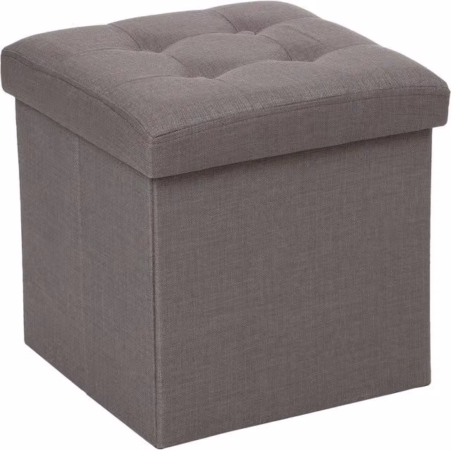 Puff Plegable Lysandre de Atmosphera en Color Gris y Tejido de Terciopelo
