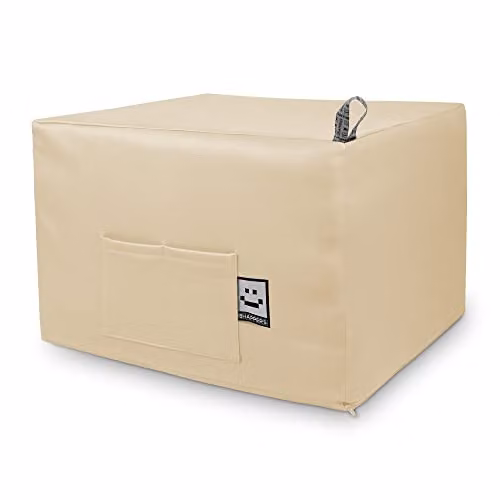 Puff Cama Auxiliar Convertible 2 en 1 HAPPERS con Colchón Plegable y Funda Lavable, Color Beige, 195 x 130 cm