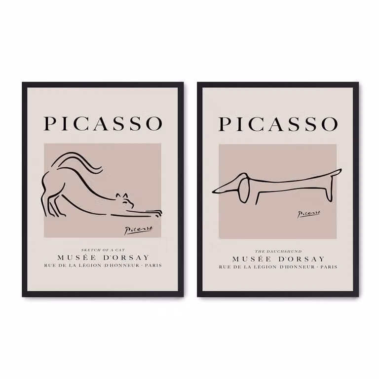Set de 2 pósteres abstractos de Poster Lab, diseño multicolor con marco negro, An/Al: 50 x 70 cm
