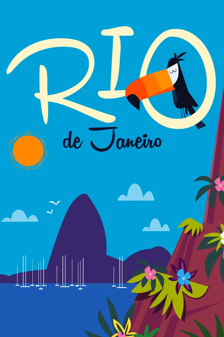 Cuadro Hexoa de tucán en Río de Janeiro con impresión sobre lienzo multicolor An: 60 cm, Al: 90 cm