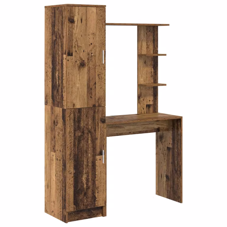 Set de 2 escritorios modernos vidaXL con estante de almacenamiento en madera color marrón para oficina en casa An/P/Al: 113,5 x 39,0 x 168,0 cm
