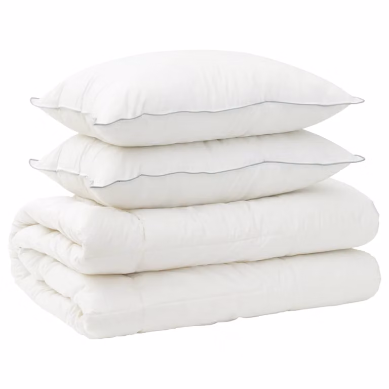 Juego de edredón y almohada de 3 piezas vidaXL 4 estaciones en color blanco con lana y microfibra An/P/Al: 240 x 220 cm