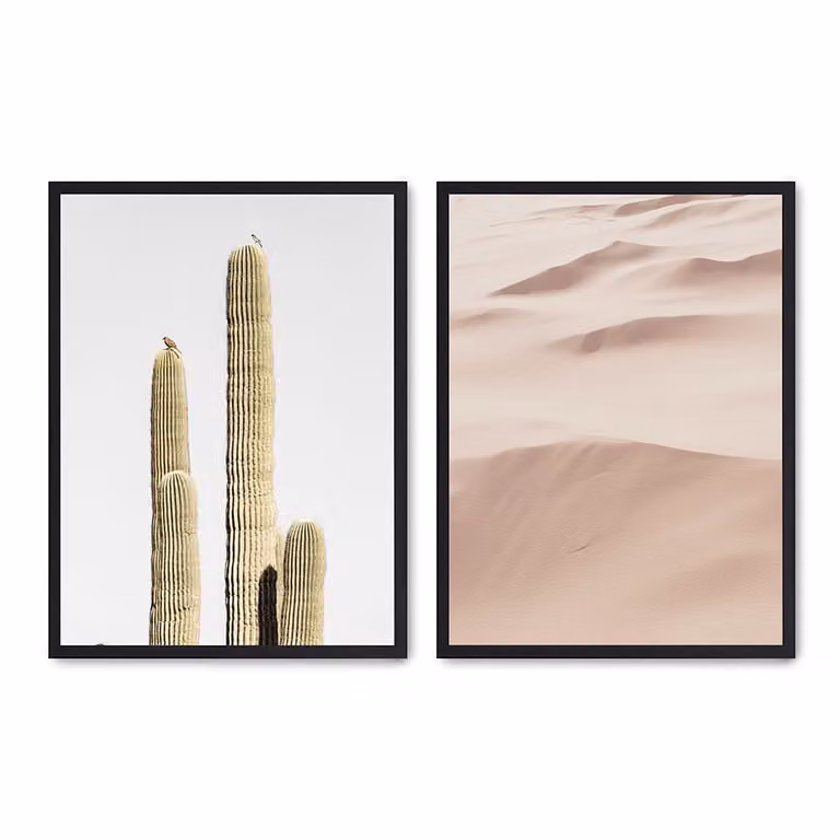 Set de 2 pósteres de papel de Poster Lab con marco de madera negro y diseño multicolor, An: 30 cm x Al: 40 cm