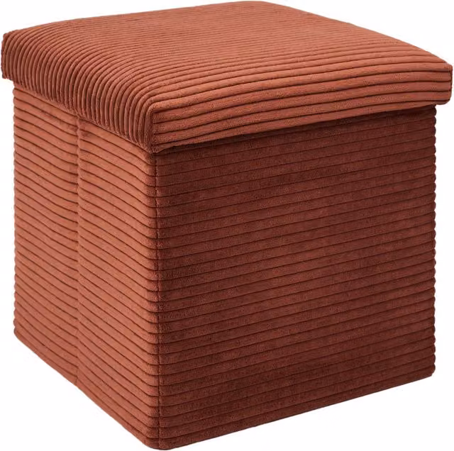 Puf Baúl Plegable Scott de The Home Deco Factory en Pana Color Terracota, An/P/Al: 38 x 38 x 38 cm